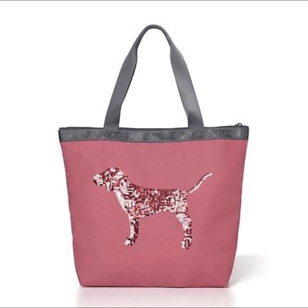 Victoria Secret Pink Bling Sequin Dog Zip Tote.